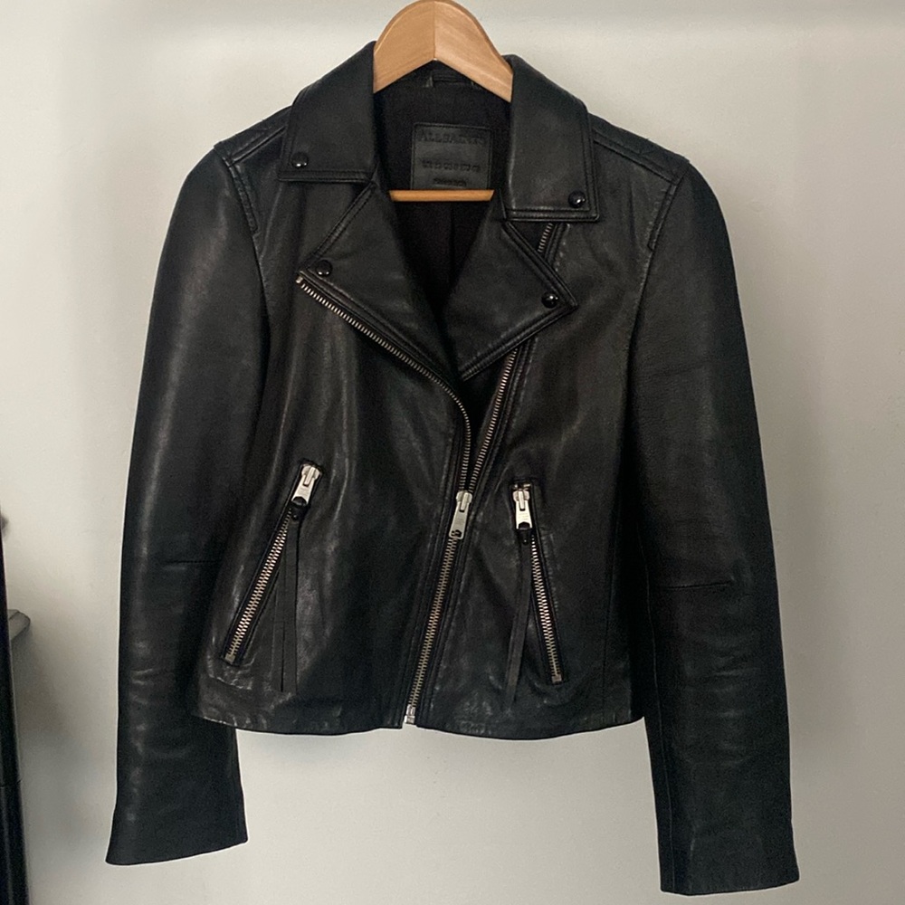 All Saints Dalby leather biker jacket Sz 8